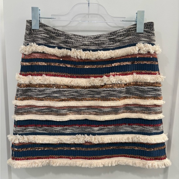 Anthropologie Moulinette Soeurs Erine Sequin Fringe Tweed Skirt Size 6 - Picture 2 of 15